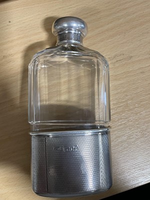 Lot 238 - Asprey glass and silver hip flask, Asprey & Co Ltd, London 1913.
