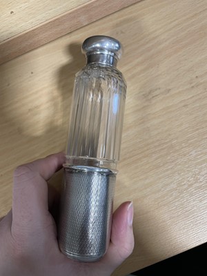Lot 238 - Asprey glass and silver hip flask, Asprey & Co Ltd, London 1913.