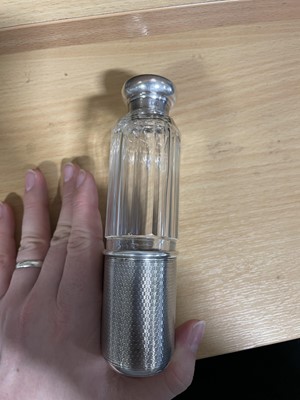 Lot 238 - Asprey glass and silver hip flask, Asprey & Co Ltd, London 1913.