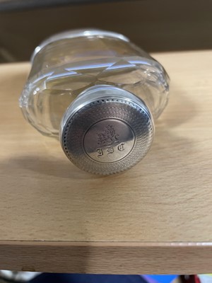 Lot 238 - Asprey glass and silver hip flask, Asprey & Co Ltd, London 1913.