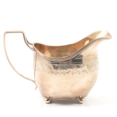 Lot 235 - Georgian silver milk jug, Duncan Urquhart & Naphtali Hart, London 1809.