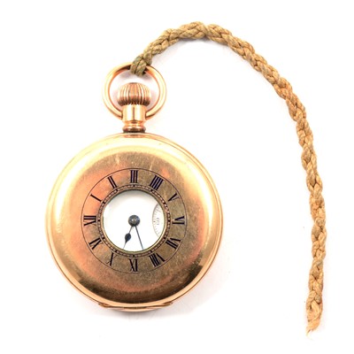 Lot 366 - A gold-plated demi-hunter pocket watch.