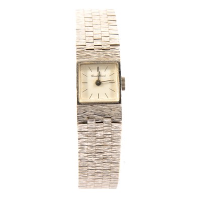 Lot 341 - Bueche Girod- a lady's 9 carat white gold bracelet watch.