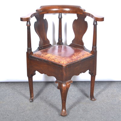 Lot 342 - George III walnut corner chair