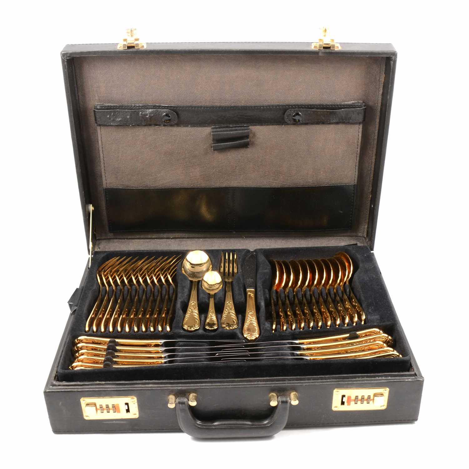 Lot 205 - SBS Bestecke canteen of gold-plated cutlery in briefcase.
