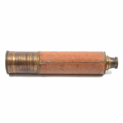 Lot 118 - A brass and leather sleeved four draw telescope.