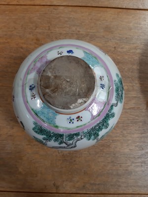 Lot 82 - Chinese polychrome jar, three Canton bowls and Japanese bowl.