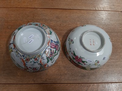 Lot 82 - Chinese polychrome jar, three Canton bowls and Japanese bowl.