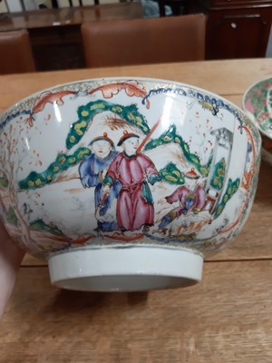 Lot 82 - Chinese polychrome jar, three Canton bowls and Japanese bowl.