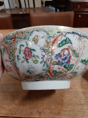 Lot 82 - Chinese polychrome jar, three Canton bowls and Japanese bowl.
