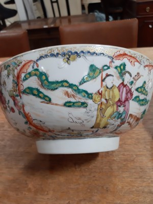 Lot 82 - Chinese polychrome jar, three Canton bowls and Japanese bowl.