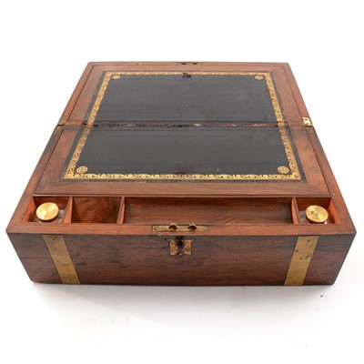 Lot 184 - A mahogany and brass banded writing slope