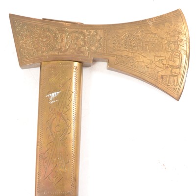 Lot 108 - Slovakian brass axe head walking stick.