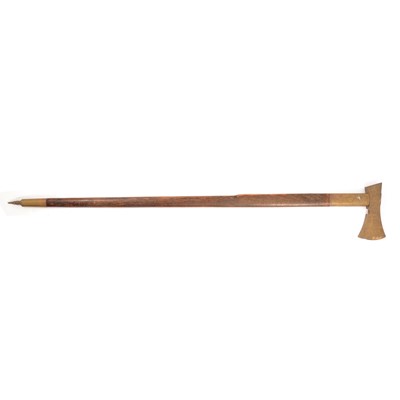 Lot 108 - Slovakian brass axe head walking stick.