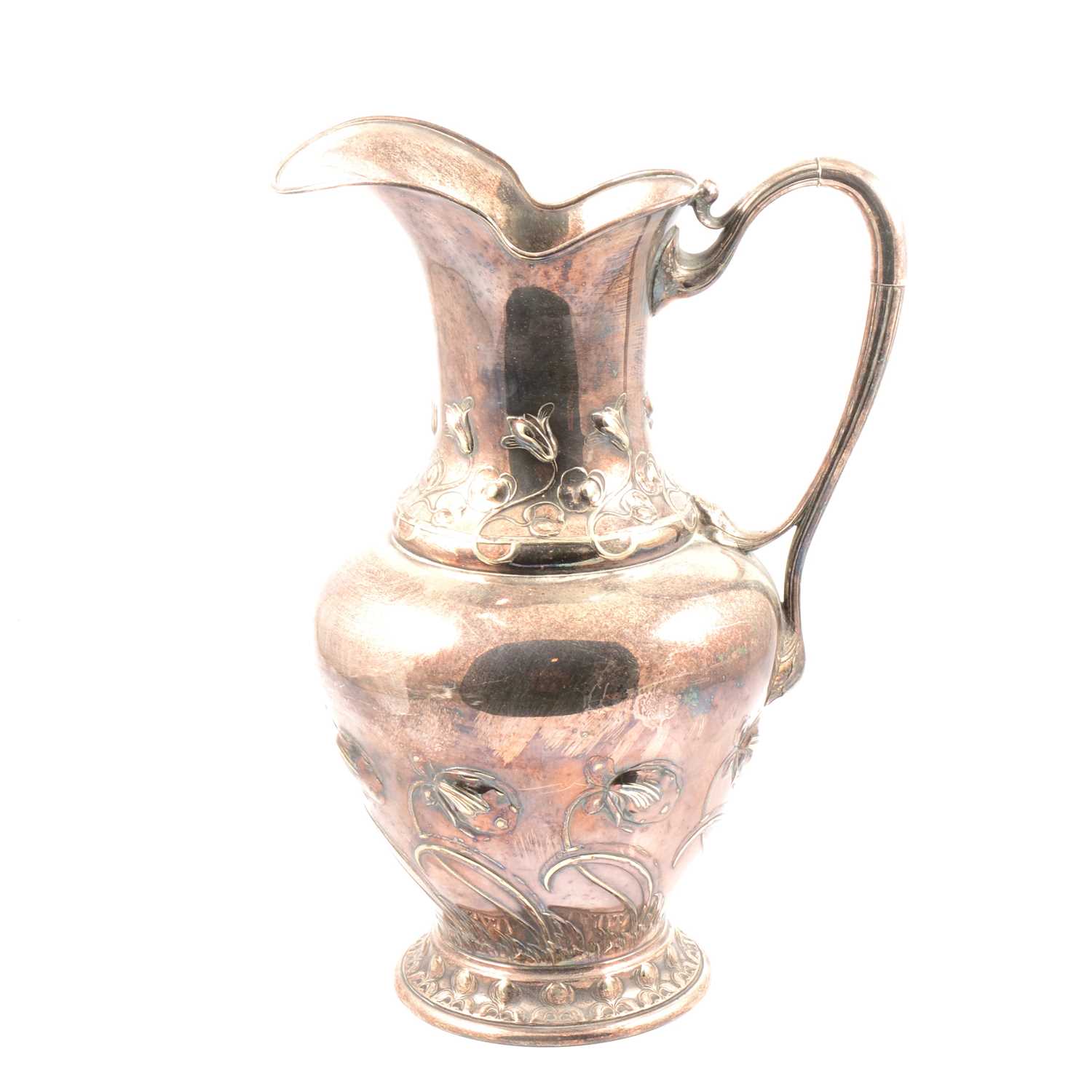 Lot 228 - WMF, attributed, an Art Nouveau/ Secessionist plated wash jug and basin