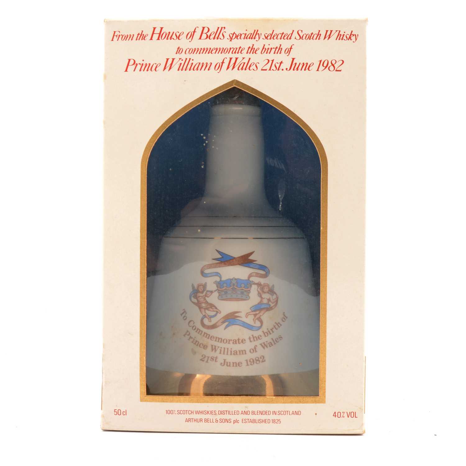 Lot 99 - Bells decanter 50cl, commemorating the birth of HRH Prince William, boxed.