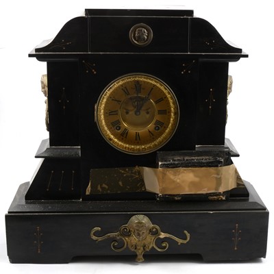 Lot 215 - Victorian slate mantel clock