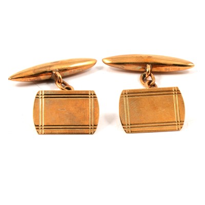 Lot 215 - A pair of 9 carat yellow gold cufflinks.