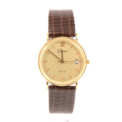 Lot 319 - Geneve - a gentleman's 9 carat gold wristwatch.