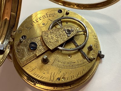Lot 354 - Isaac Wilkinson Leicester - an 18 carat yellow gold open face pocket watch.