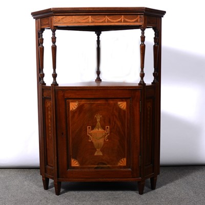 Lot 338 - Victorian inlaid mahogany freestanding corner cupboard