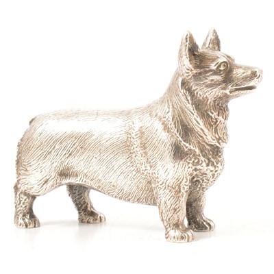 Lot 93 - Cast silver model of a corgi dog, Albert Edward Jones, Birmingham 1978