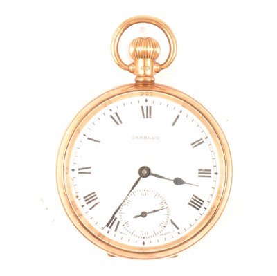 Lot 356 - Garrard - a 9 carat yellow gold open face pocket watch