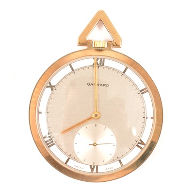 Lot 357 - Garrard - a 9 carat yellow gold open face dress pocket watch.