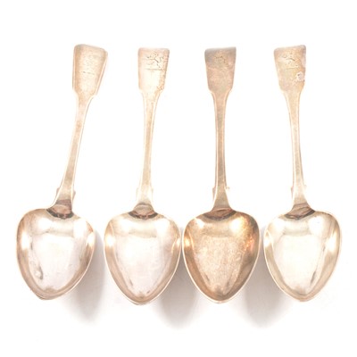 Lot 240 - Four Irish silver table spoons, Samuel Neville, Dublin 1814 and 1825.