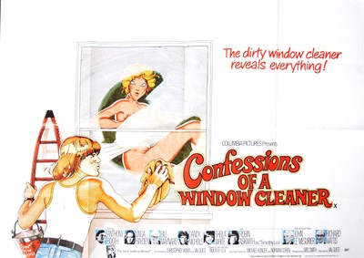 Lot 1180 - Two original UK quad film posters including Confessions of a Window Cleaner (1974)