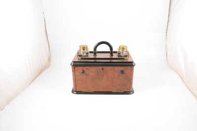 Lot 31 - Victorian burr walnut and ebonised correspondence box