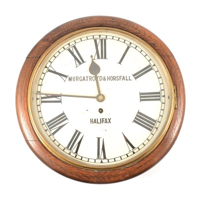 Lot 525 - Oak dial clock, signed Murgatroyd & Horsfall, Halifax