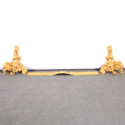 Lot 30 - French gilt metal fire kerb with cheneetes and rail