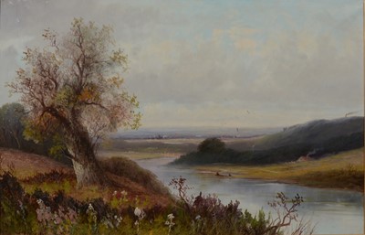 Lot 323 - English School, early 20th Century, River landscape