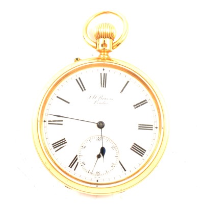 Lot 265 - J W Benson London - an 18 carat yellow gold open-face pocket watch.
