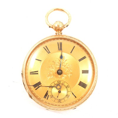Lot 269 - An 18 carat yellow gold open-face pocket watch.