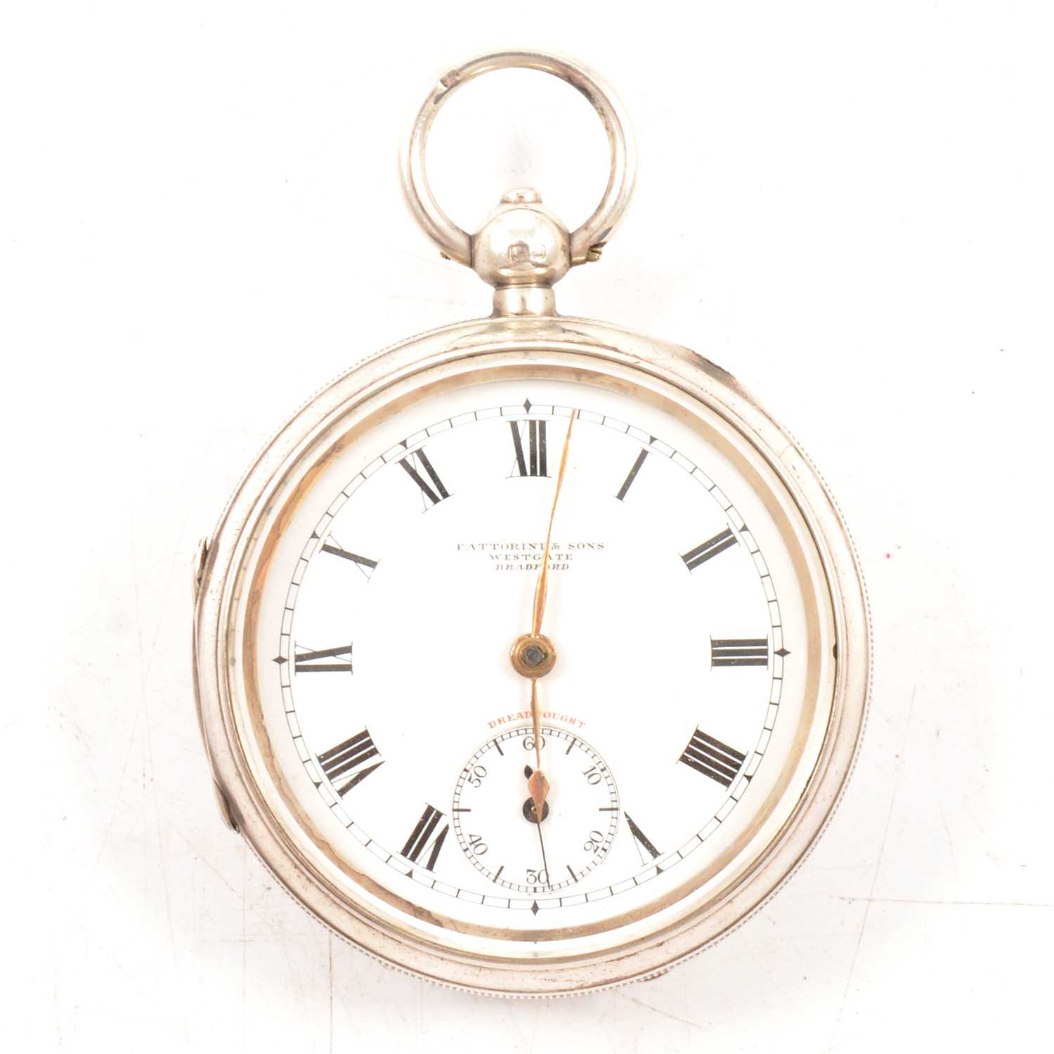 Lot 382 - Fattorini & Sons -  silver open face pocket watch.