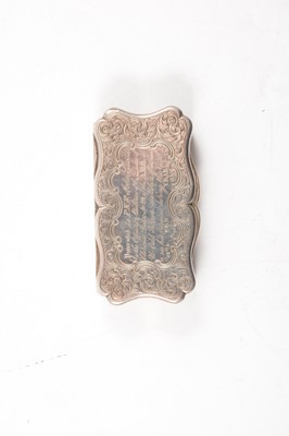 Lot 76 - Oddfellows interest; Victorian silver snuff box, Edward Smith, Birmingham 1850