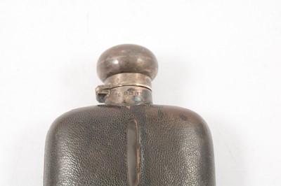 Lot 91 - Silver mounted hip flask, silver cigar case and metal cigarette case