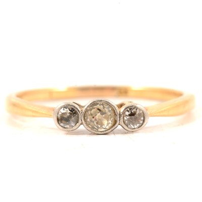 Lot 344 - A diamond three stone ring.