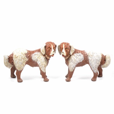 Lot 34 - A pair of pottery St Bernard dogs