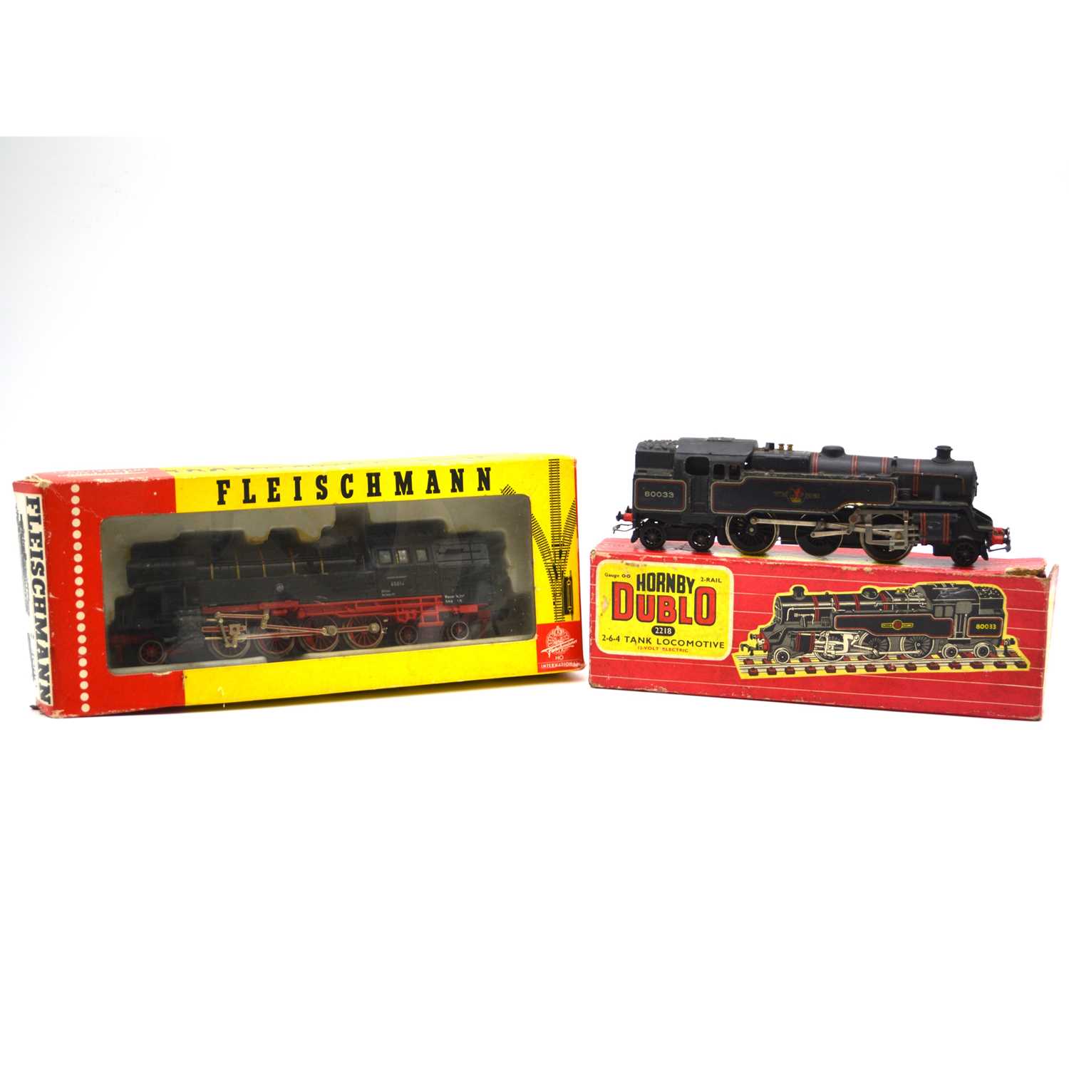 Lot 84 - Hornby Dublo OO gauge 2218 20604 tank locomotive and Fleischmann locomotive.