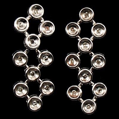 Lot 187 - A pair of Portcullis design diamond earrings by The Royal Mint.