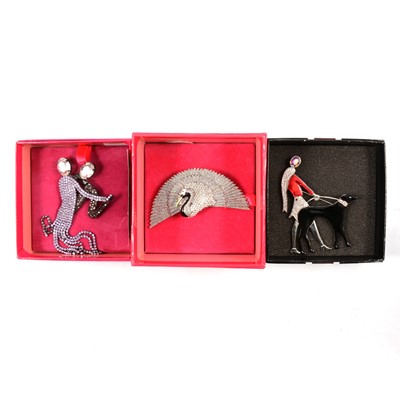 Lot 270 - Three Butler & Wilson crystal brooches in branded boxes.