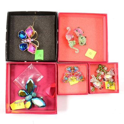 Lot 276 - Five Butler & Wilson crystal brooches in branded boxes.