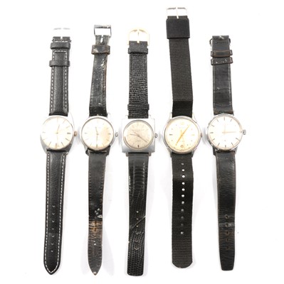 Lot 329 - Five vintage wristwatches, all gentleman's.