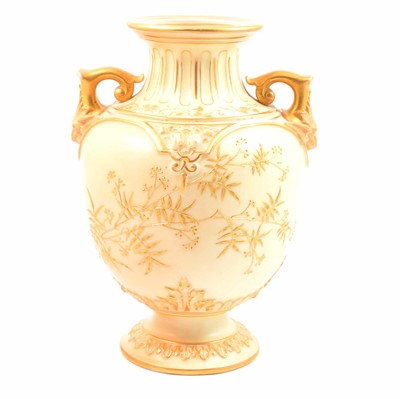 Lot 35 - A Royal Worcester blush ivory vase, shape number 1632 and collection of crested china.