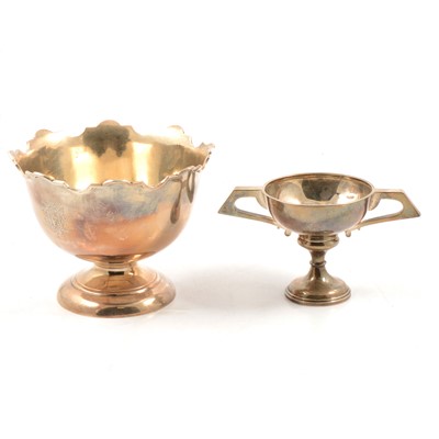 Lot 256 - Silver monteith-style rose bowl, William Aitken, Birmingham 1912, and a silver Art Nouveau trophy.