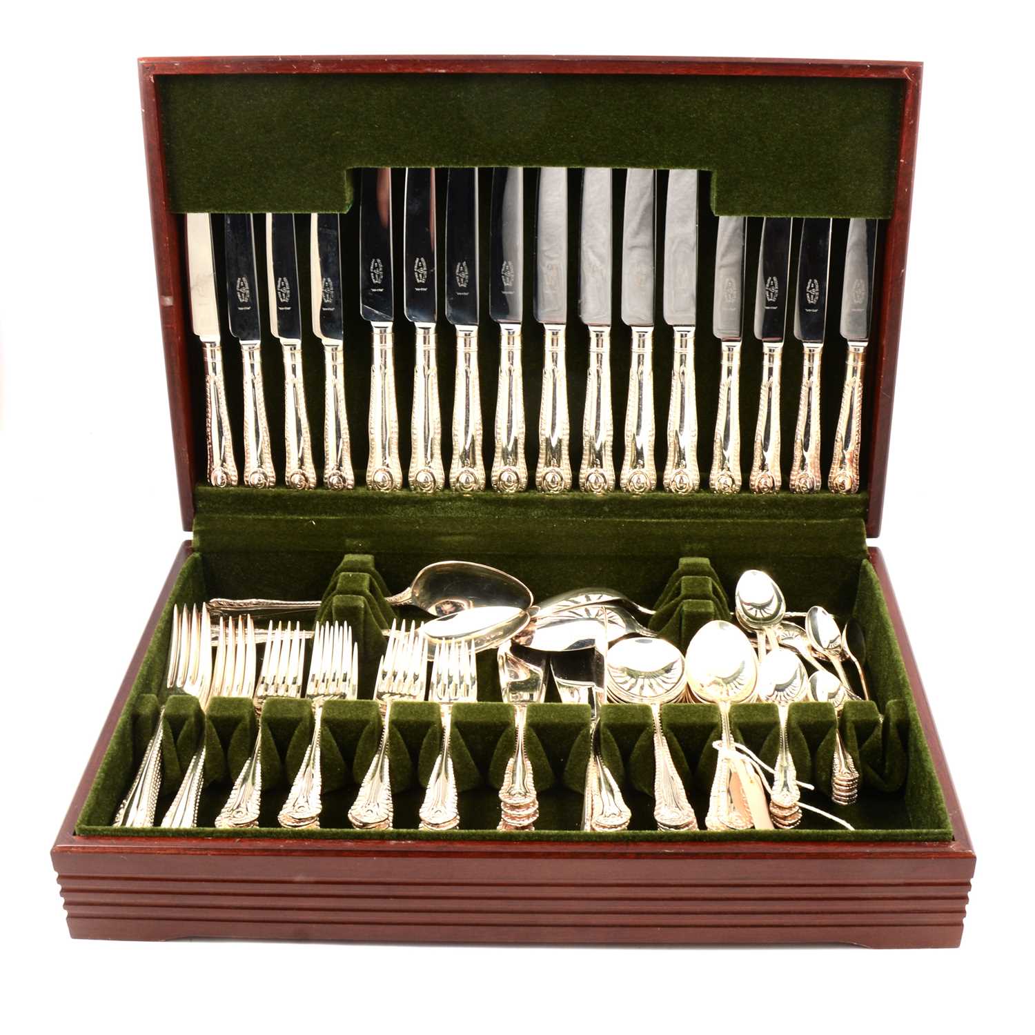 Lot 166 - George Butler silver-plated canteen of cutlery.