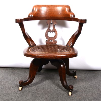 Lot 371 - Edwardian stained wood office chair